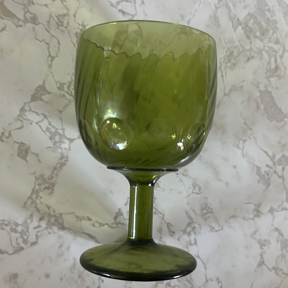 Vintage 60’s green stemmed glass, large cocktail glass